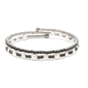 Crystals and Pearls Wrap Bracelet - Mimmic Fashion Jewelry