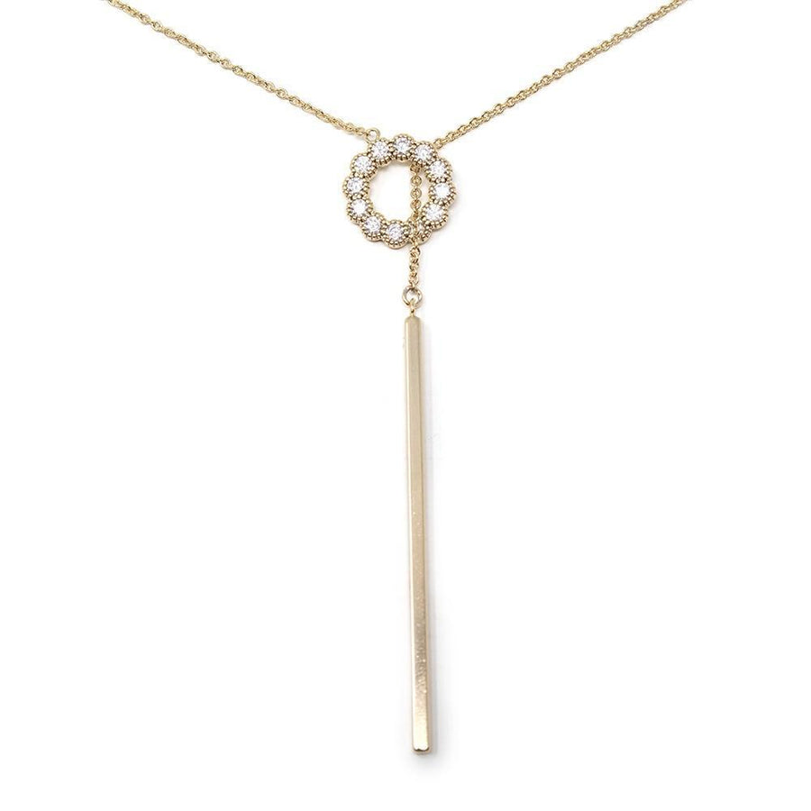 Cubic Zirconia Lariat Necklace Gold Plated - Mimmic Fashion Jewelry