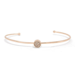 CZ Pave Station Bangle Rose Gold PL - Mimmic Fashion Jewelry