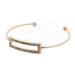 CZ Retangle Thin Bangle Gold Plated - Mimmic Fashion Jewelry