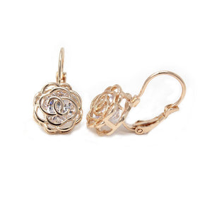 CZ in Rose Earrings Rose Gold Plated - Mimmic Fashion Jewelry