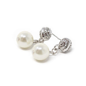 Drop Earrings Silver Tone with Pearl - Mimmic Fashion Jewelry