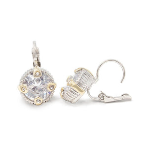 Earrings 2 Tone Round CZ - Mimmic Fashion Jewelry