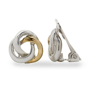 Earrings ClipOn Knot Two Tone - Mimmic Fashion Jewelry