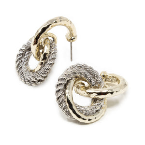 Earrings Two Tone Links - Mimmic Fashion Jewelry