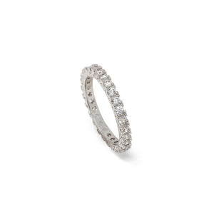 Eternity Ring Silvertone Pave - Mimmic Fashion Jewelry