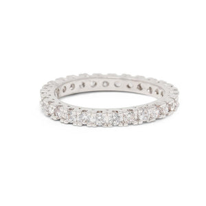 Eternity Ring Silvertone Pave - Mimmic Fashion Jewelry