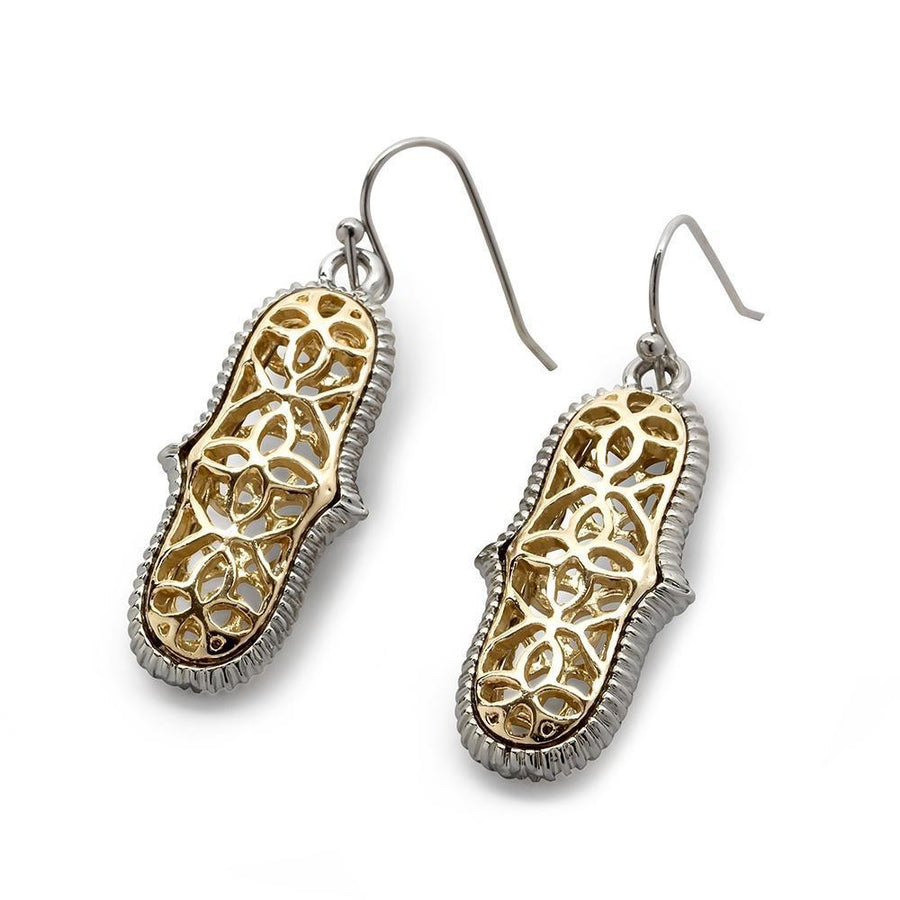 Fancy Filigree Drops Earrings 2Tone - Mimmic Fashion Jewelry