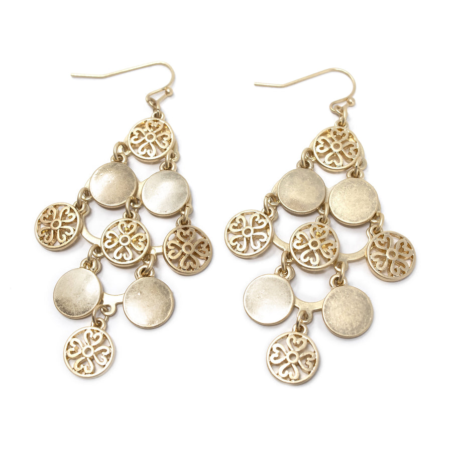Filigree Cascade Drop Gold Tone Earrings - Mimmic Fashion Jewelry