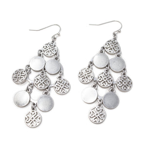 Filigree Cascade Drop  Rhodium Plated Earrings - Mimmic Fashion Jewelry
