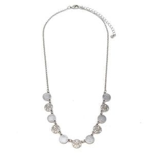 Filigree Disc Station Neck Rhodium Pl - Mimmic Fashion Jewelry