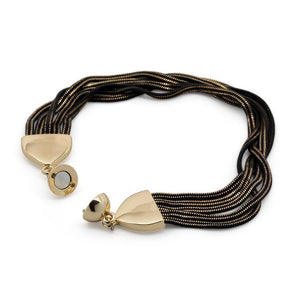 5 Strand Liquid Metal Bracelet Gold/Black - Mimmic Fashion Jewelry