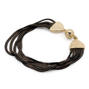 5 Strand Liquid Metal Bracelet Gold/Black - Mimmic Fashion Jewelry