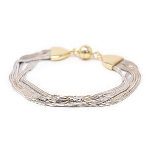 Five Strand Liquid Metal Bracelet Gold/White - Mimmic Fashion Jewelry