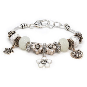 Flower Charm Bracelet White - Mimmic Fashion Jewelry