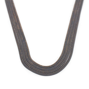 Four Strand Liquid Metal Necklace Gold/Grey - Mimmic Fashion Jewelry