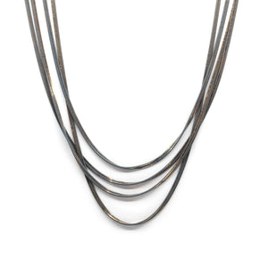 Four Strand Liquid Metal Necklace Gold/Grey - Mimmic Fashion Jewelry