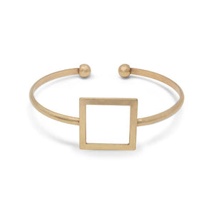 Geometric Bangle-Square Antique Gold Tone - Mimmic Fashion Jewelry