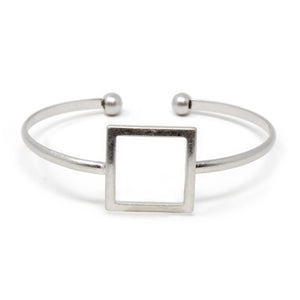 Geometric Bangle-Square Antique Silver - Mimmic Fashion Jewelry