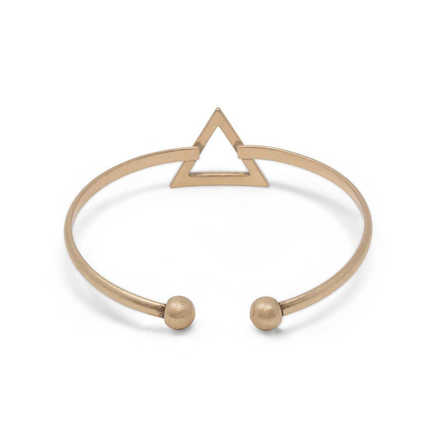 Geometric Bangle-Triangle Antique Gold Tone - Mimmic Fashion Jewelry