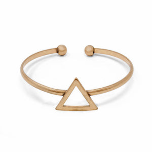 Geometric Bangle-Triangle Antique Gold Tone - Mimmic Fashion Jewelry