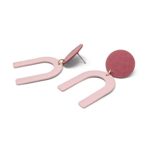 Geometric Chandelier Stud Earrings Burgundy Pink - Mimmic Fashion Jewelry