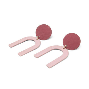 Geometric Chandelier Stud Earrings Burgundy Pink - Mimmic Fashion Jewelry