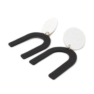 Geometric Chandelier Stud Earrings White Black - Mimmic Fashion Jewelry