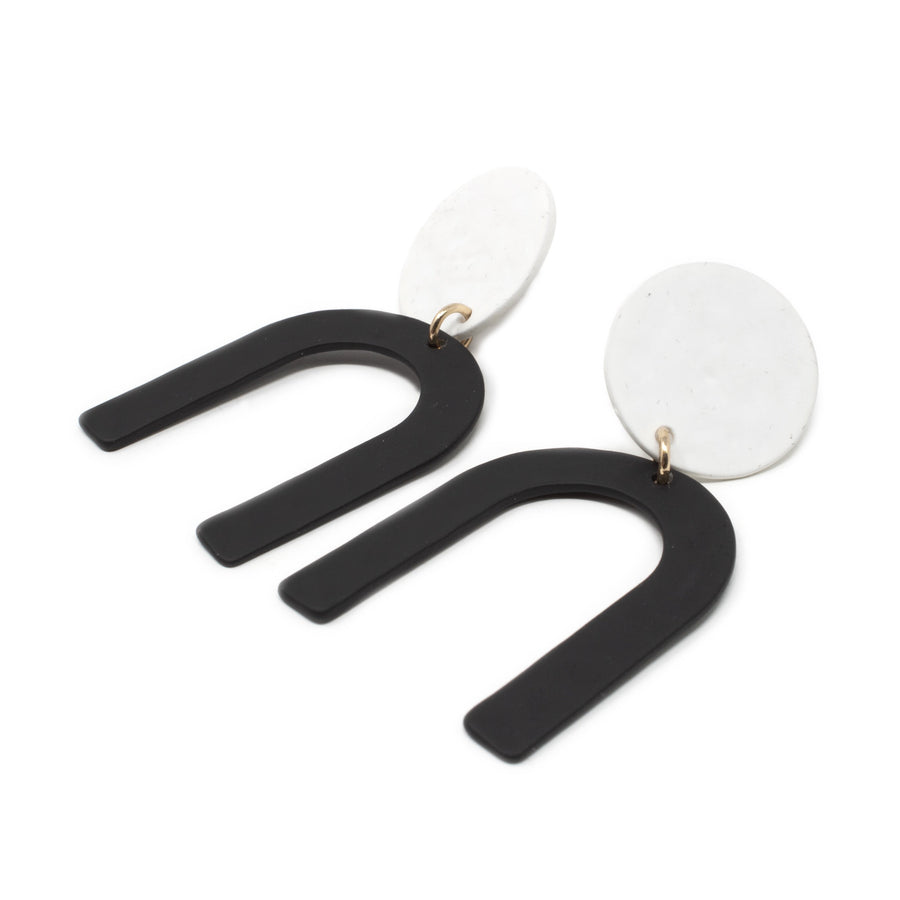 Geometric Chandelier Stud Earrings White Black - Mimmic Fashion Jewelry