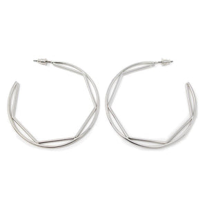 Geometric Hoop Earrings Silver Tone - Mimmic Fashion Jewelry