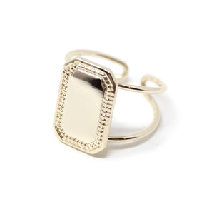 Geometric Rectangle Adjustable Ring Gold Tone - Mimmic Fashion Jewelry