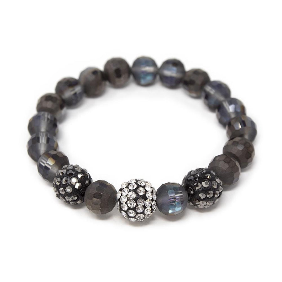 Glass Bead Pave Stretch Bracelets Black - Mimmic Fashion Jewelry