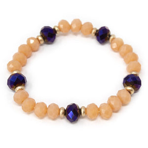 Glass Bead Stretch Bracelet Peach - Mimmic Fashion Jewelry