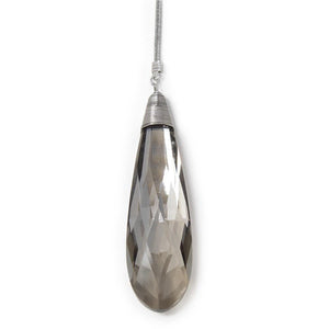 Glass Teardrop Pendant Lariat Necklace Rhodium Plated - Mimmic Fashion Jewelry