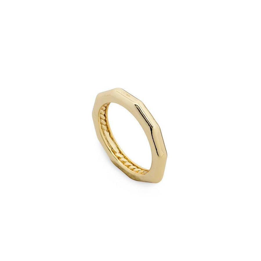 Gold Pl Hexagonal Stackable Ring - Mimmic Fashion Jewelry