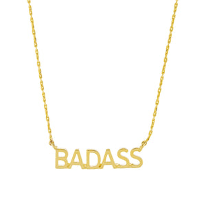 Gold Plated Brass "BADASS" Necklace