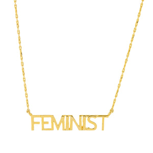 Gold Plated Brass "FEMINIST" Necklace