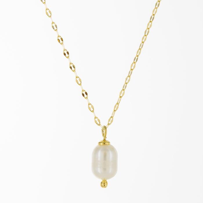 Gold Plated Brass Fresh Water Pearl Pendant Necklace