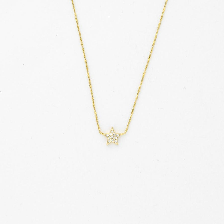 Gold Plated Brass Pave Star Link Necklace