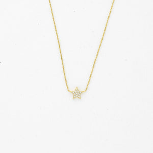 Gold Plated Brass Pave Star Link Necklace