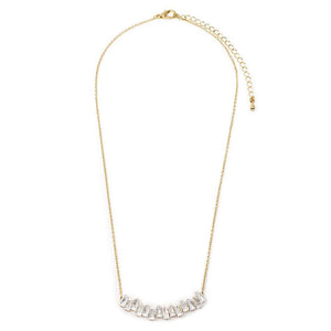 CZ Square Bar Necklace Gold Plated - Mimmic Fashion Jewelry