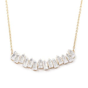 CZ Square Bar Necklace Gold Plated - Mimmic Fashion Jewelry