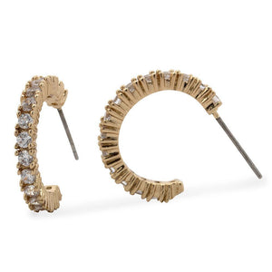 GoldPlated Half Hoop CZ Earrings - Mimmic Fashion Jewelry