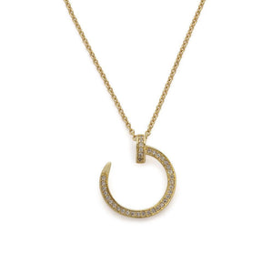 Gold Plated Necklace with CZ Nail Pendant - Mimmic Fashion Jewelry
