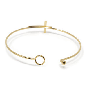 Gold Plated Stainless Steel Cross Bangle - Mimmic Fashion Jewelry