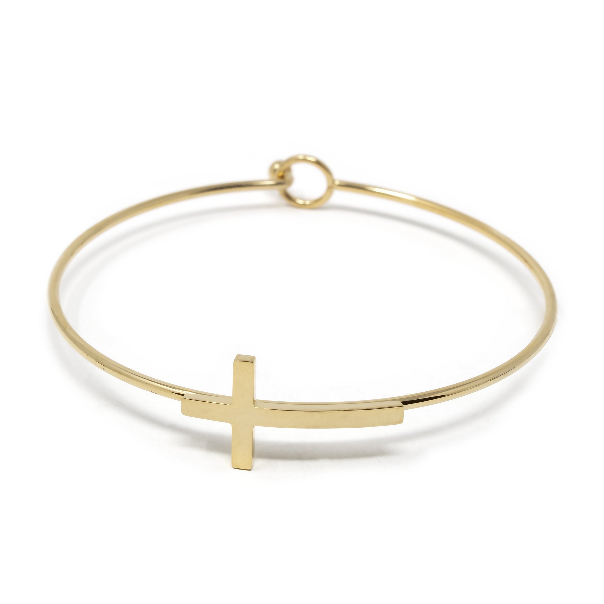 Gold Plated Stainless Steel Cross Bangle