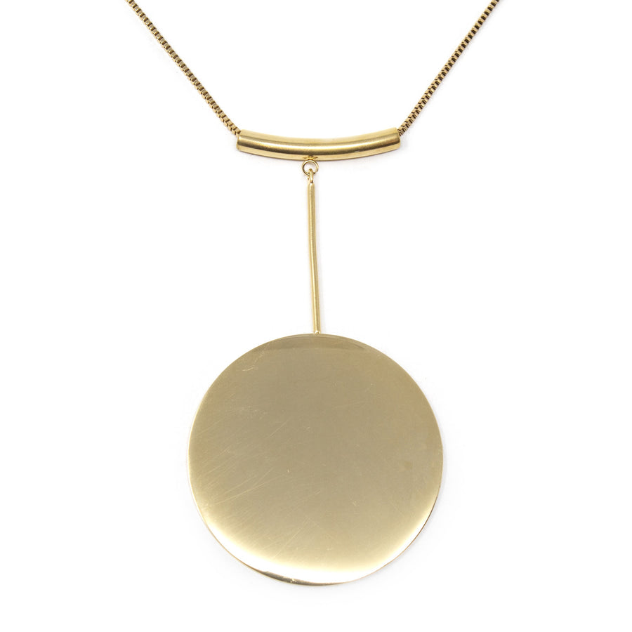 Gold Plated Stainless Steel Dangling Disc Necklace - Mimmic Fashion Jewelry
