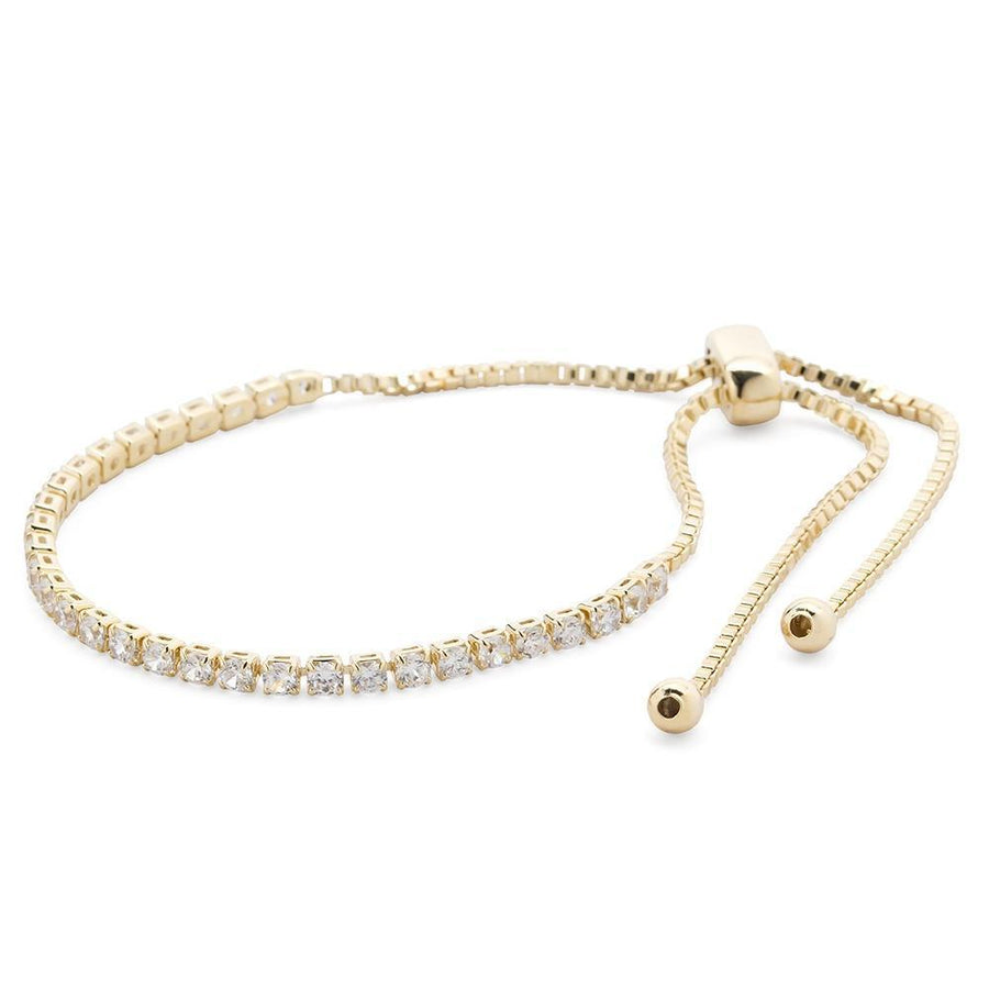 Gold Pl Tiny Square CZ Slide Tennis Bracelet - Mimmic Fashion Jewelry