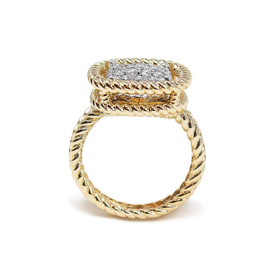 Gold T Square Pave Cable Ring - Mimmic Fashion Jewelry