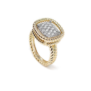 Gold T Square Pave Cable Ring - Mimmic Fashion Jewelry